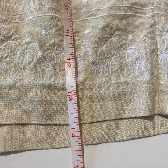 LOFT Drawstring Paperbag Waist Linen Shorts Embroidered Palm Trees & Giraffes - Picture 12 of 14
